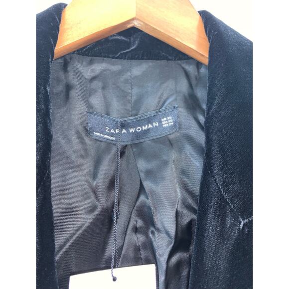 NWT Zara Woman Velvet Double-Breasted Blazer Jacket Size XS in Black - Picture 5 of 9